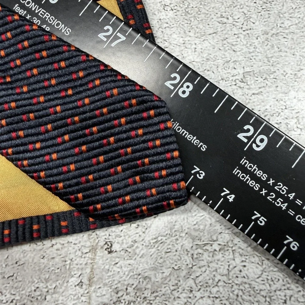 Today's Man Silk Tie Mens One Size Black Geometric Pointed Made In Italy Necktie